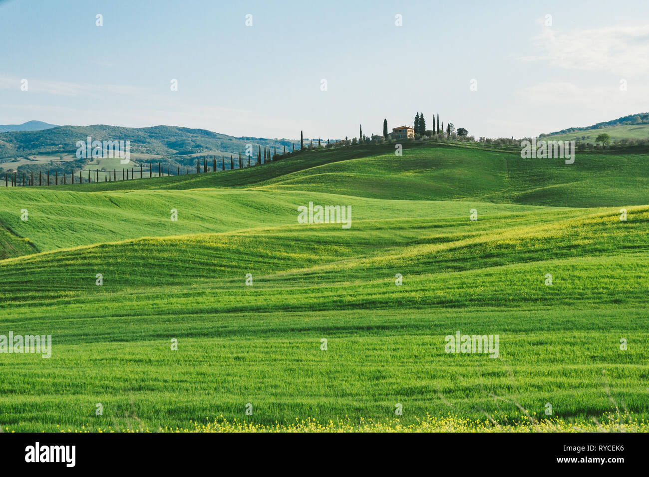 Amazing landscape of Tuscany countryside in Italy Stock Photo