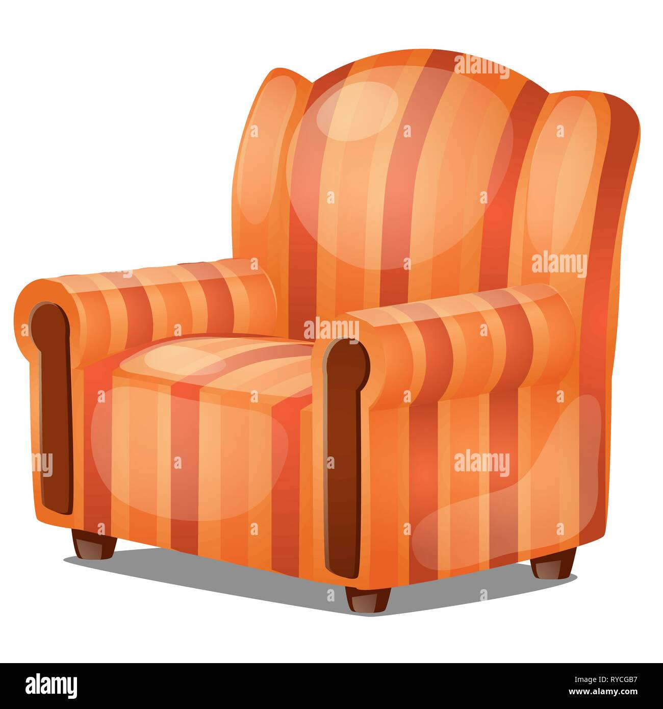 Vintage striped brown armchair isolated on white background. Vector ...