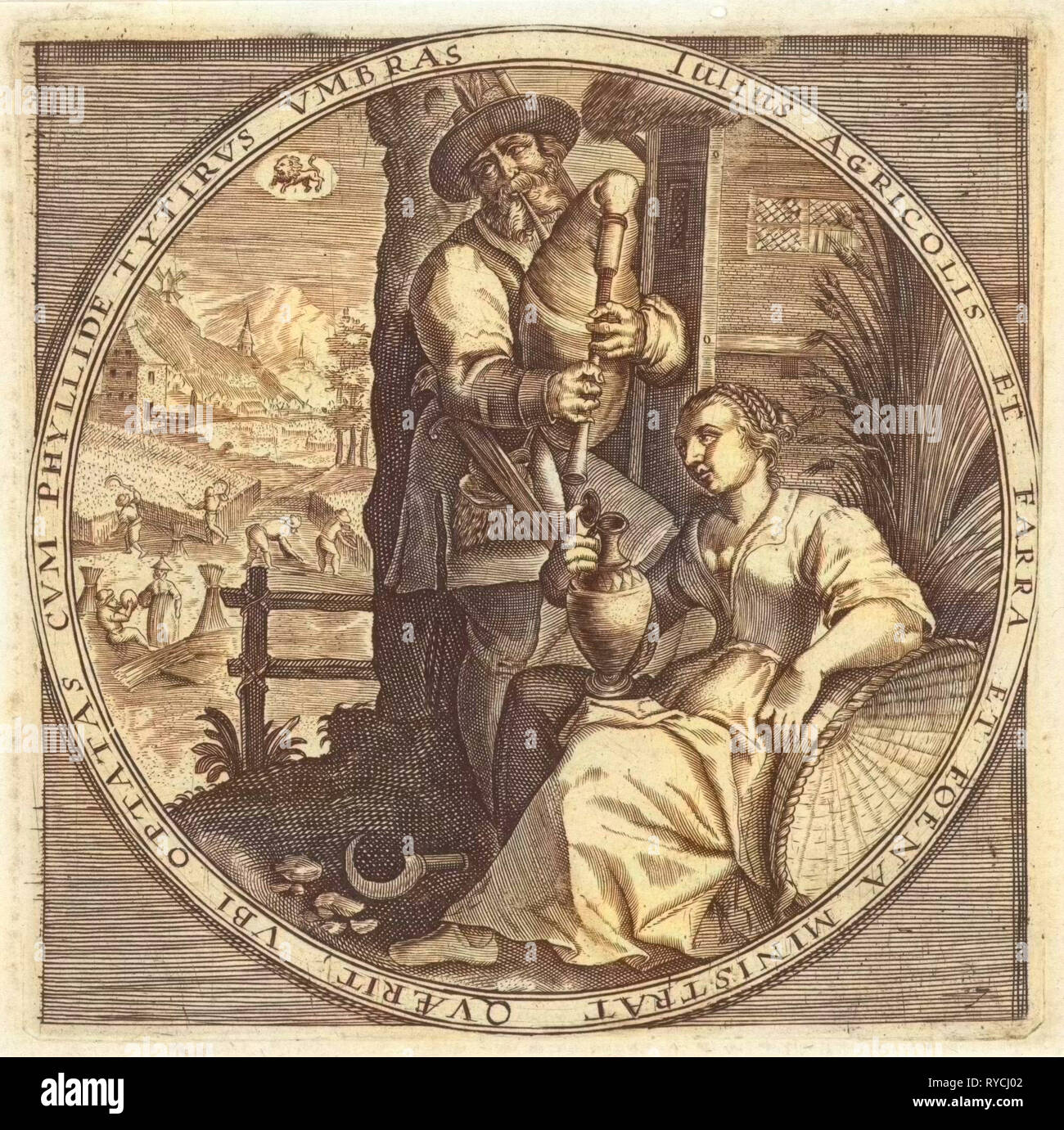 Portrait of Antonius Brassavola; Portraits of classical and recent philosophers and doctors. A portrait with a round list of Antonius Musa Brassavolus, the personal physician of Charles V, Frans I, Hendrik VIII