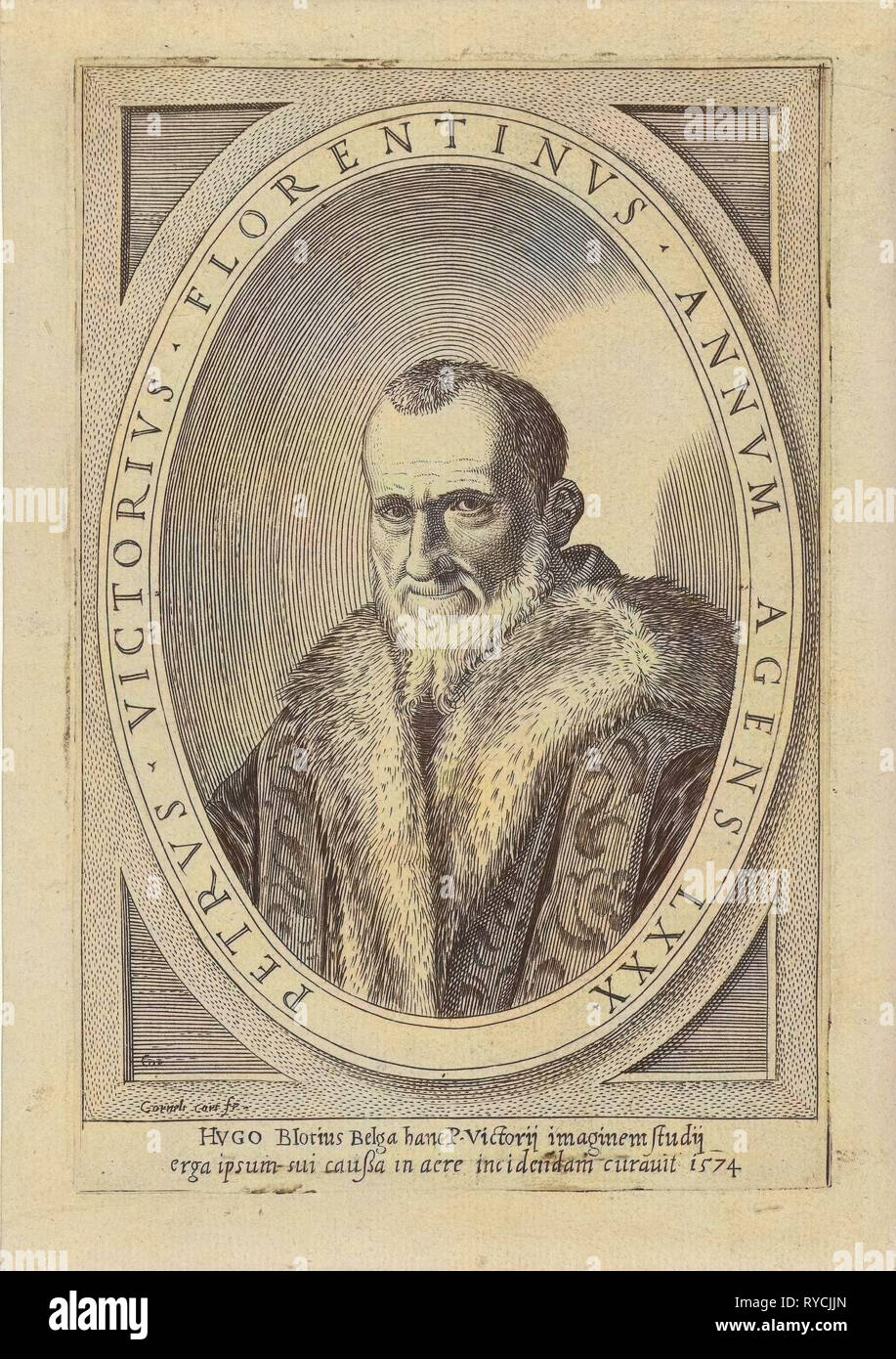 Portrait of Pietro Vettori, Cornelis Cort, Anonymous, Hugo Blotius, 1574 Stock Photo