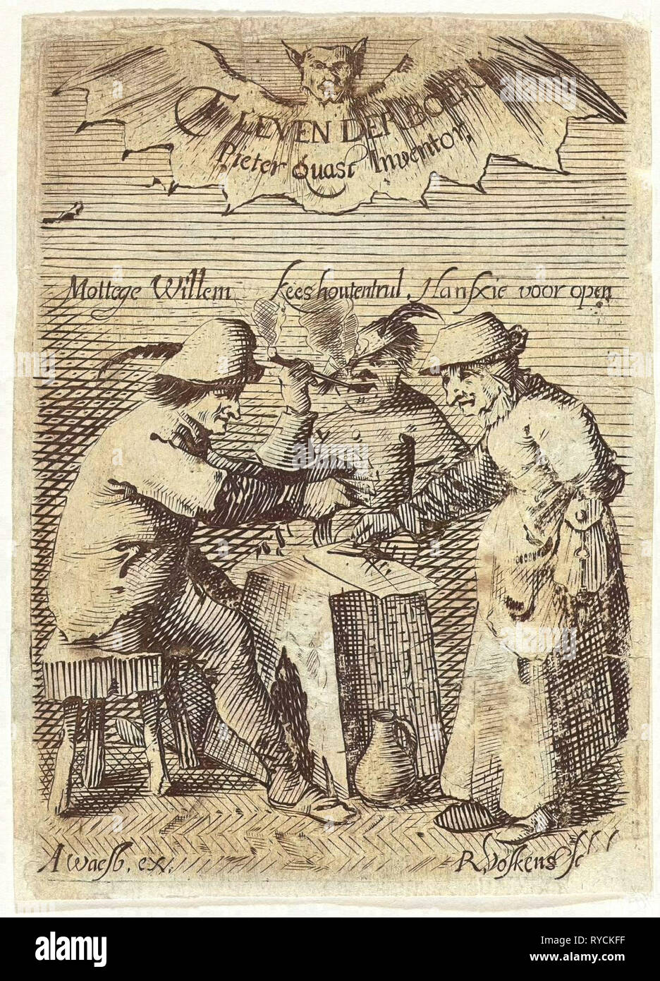 Farmers around a table, Reinhard Voskens, Salomon Savery, Pieter Jansz.  Quast, 1633 - 1665 Stock Photo - Alamy