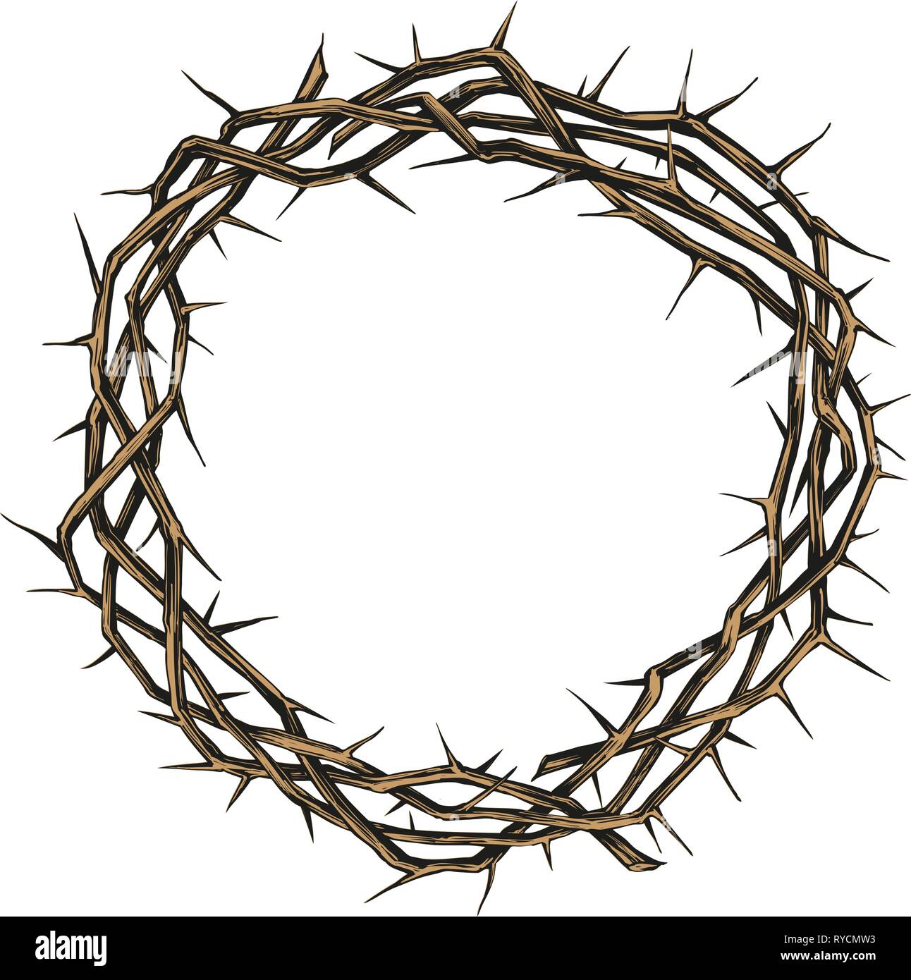 crown of thorns, easter religious symbol of Christianity hand drawn vector illustration sketch Stock Vector