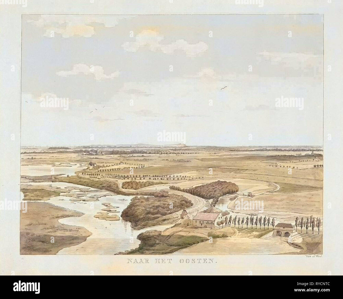 View of the landscape east of Nijmegen, Derk Anthony van de Wart, 1815 - 1824 Stock Photo