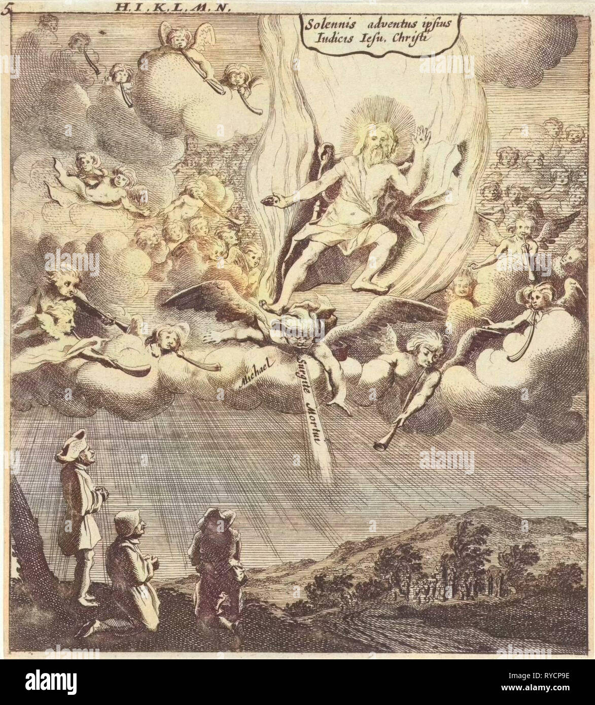 Christ appears in the sky, print maker: Gillis van Scheyndel I, Gerhard Verstegen, 1625 Stock Photo