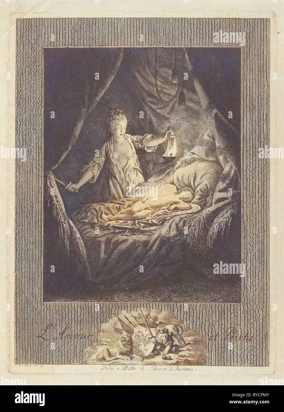 Amor and Psyche, Theodorus de Roode, 1746 - 1793 Stock Photo