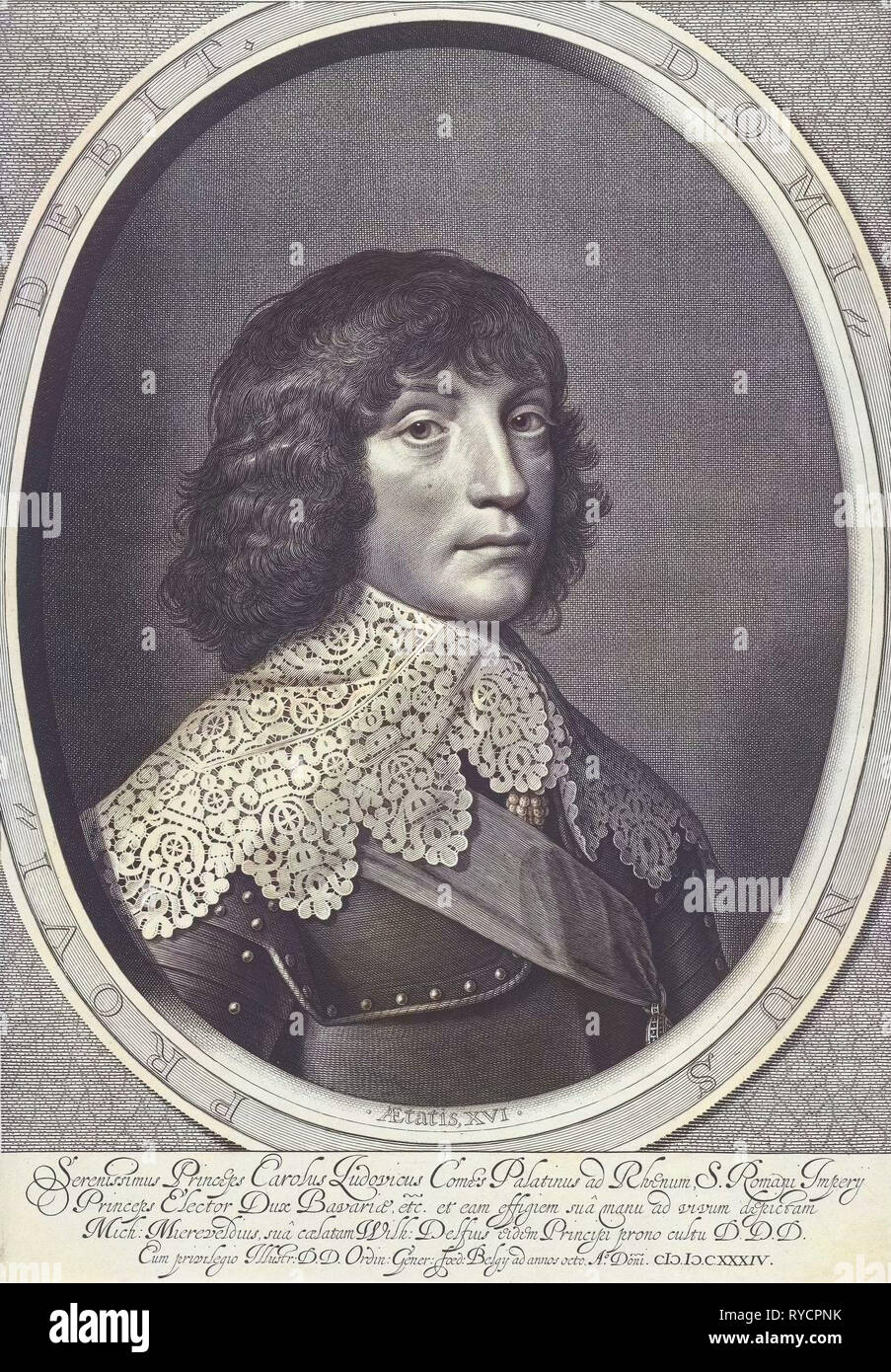 Portrait of Charles Louis, accept prince of the Palatinate at the age of 16, Willem Jacobsz. Delff, Staten-Generaal, 1634 Stock Photo