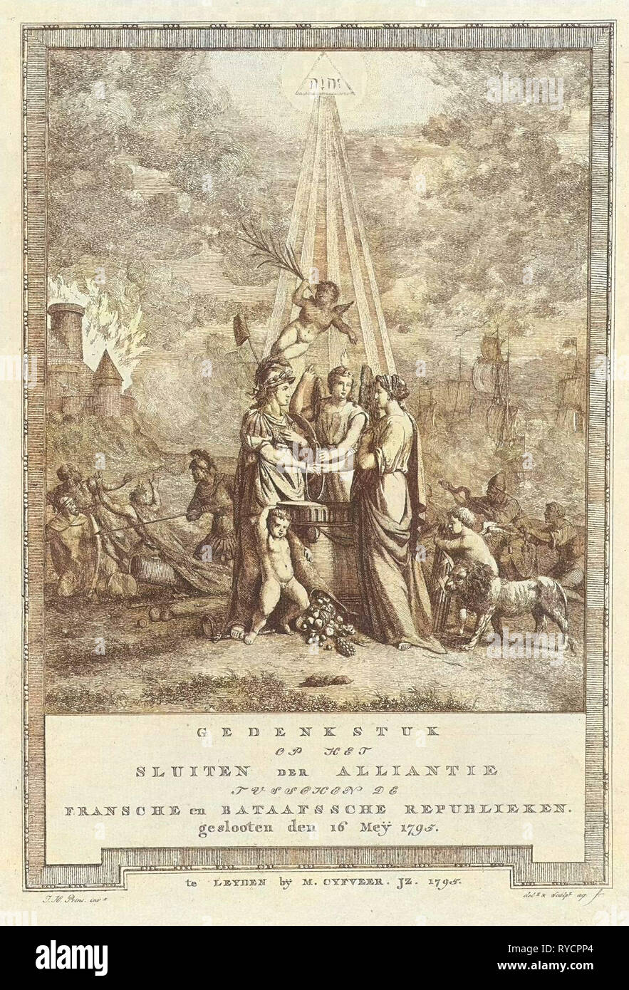 Allegory of the Alliance's close, 1795, Johannes Huibert Prins, 1795 Stock Photo