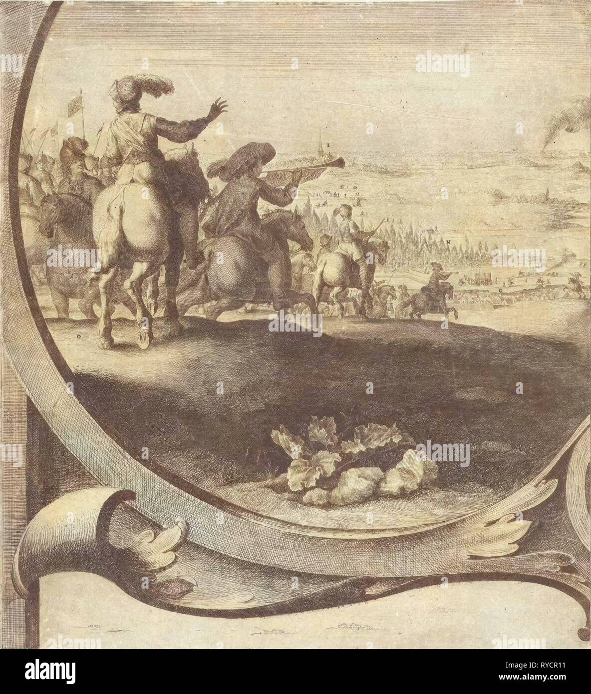 Siege of Breda (leaf with riders), 1637, Jan Gerritsz. van Bronchorst