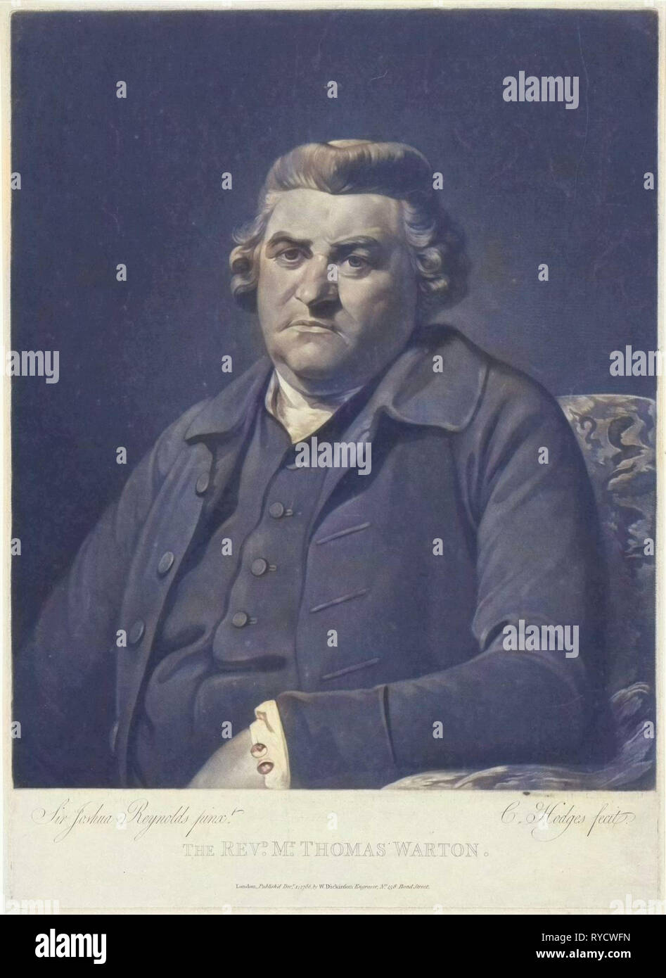 Portrait of Thomas Warton, Charles Howard Hodges, William Dickinson, 1786 Stock Photo