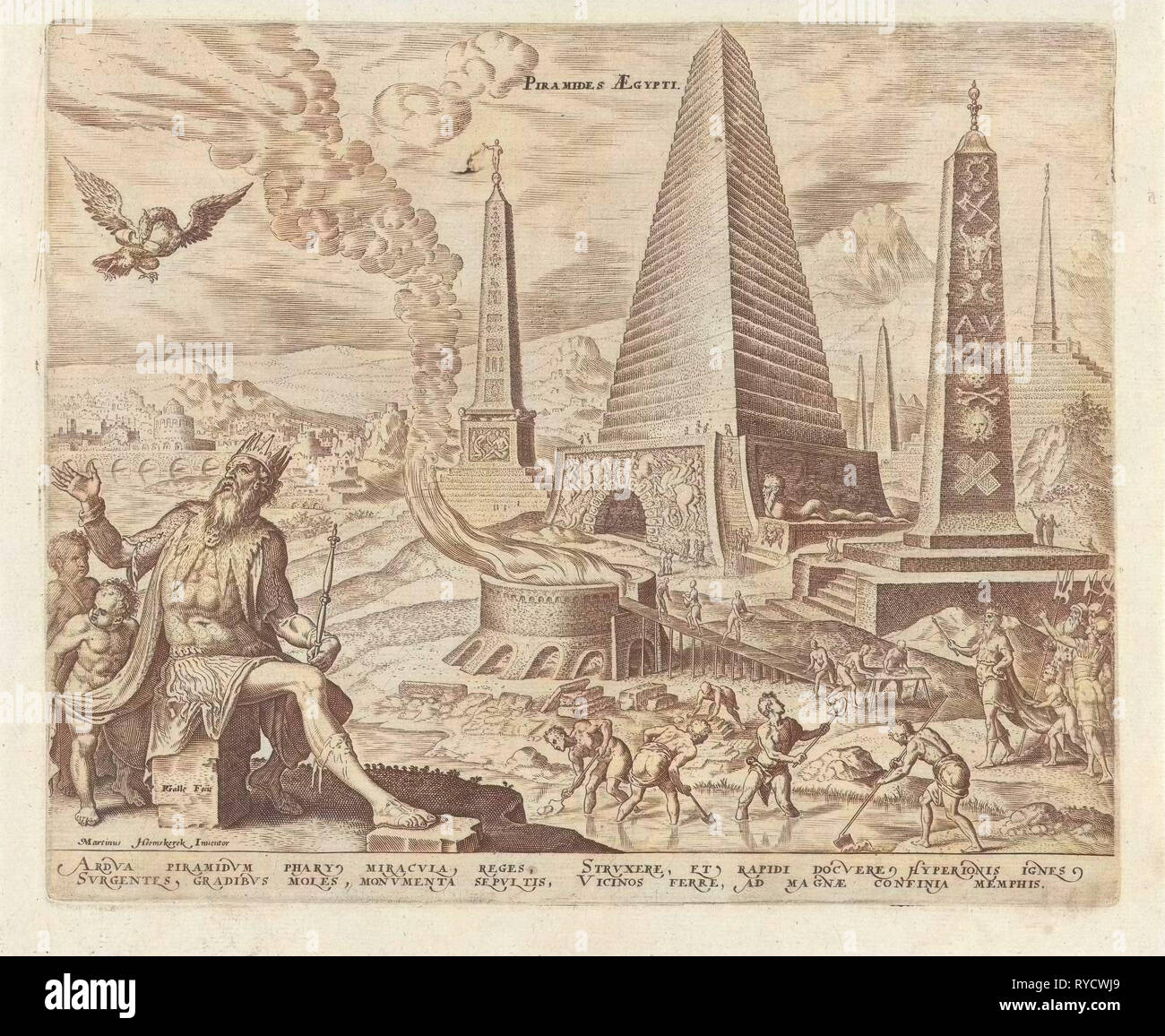 Pyramids of Egypt, Philips Galle, Hadrianus Junius, 1572 Stock Photo