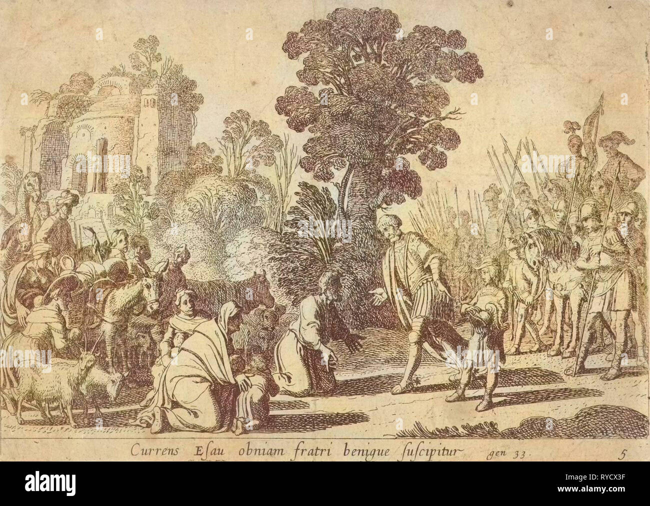Reconciliation of Jacob and Esau, Claes Moeyaert, 1612-1655 Stock Photo