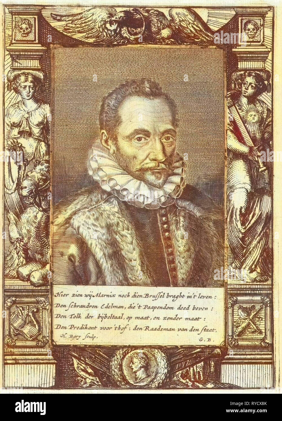 Portrait of Filips van Marnix heer van St. Aldegonde. Hendrik Bary, Geeraert Brandt (I), 1657 - 1707 Stock Photo