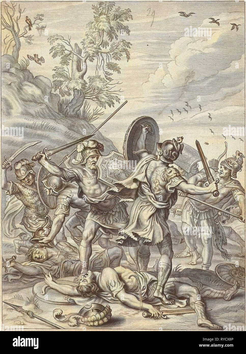 Fighting Odysseus, Anonymous, Abraham van Diepenbeeck, 1622 - 1725 Stock Photo