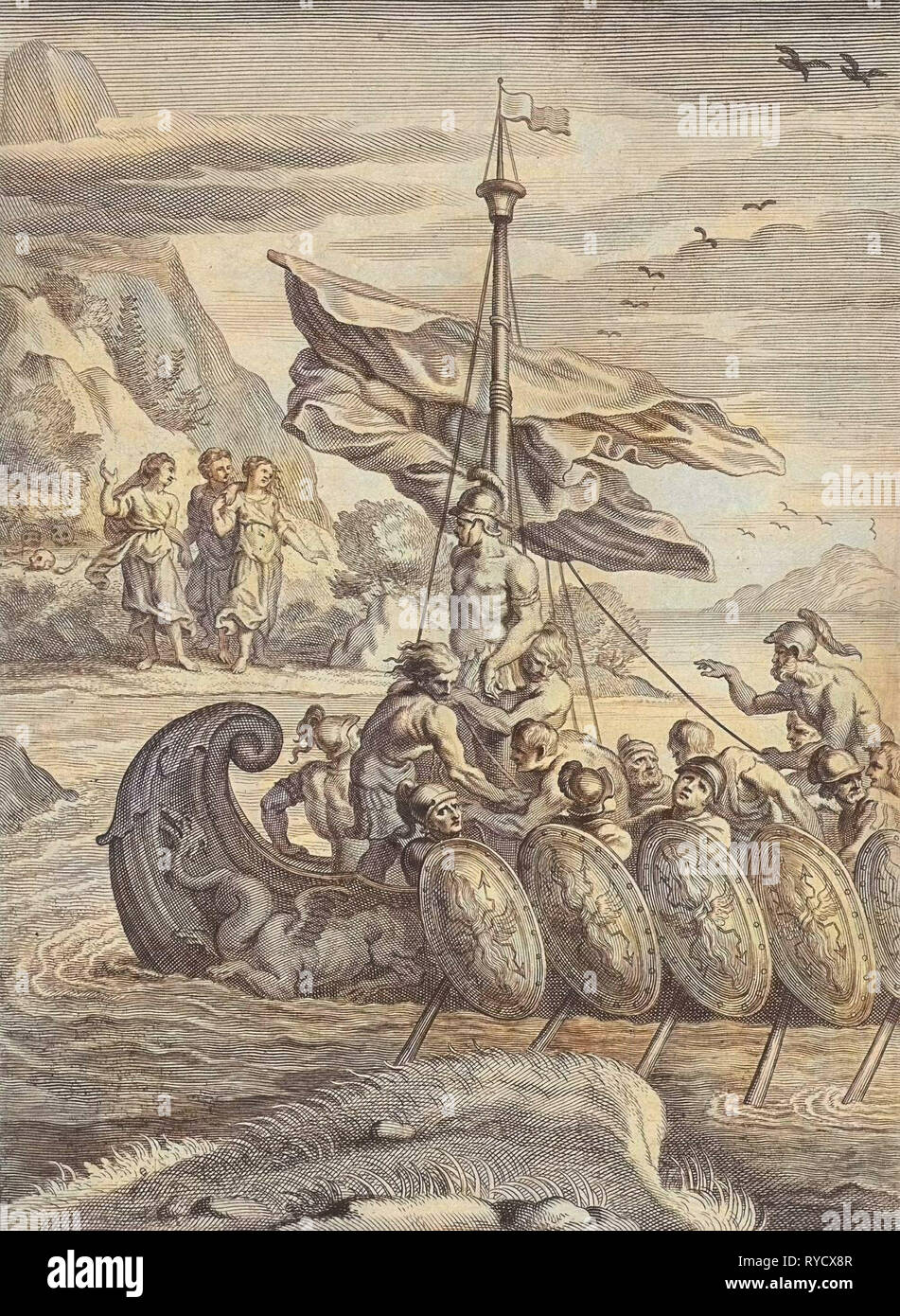 Odysseus and the Sirens, Anonymous, Abraham van Diepenbeeck, 1622 - 1725 Stock Photo