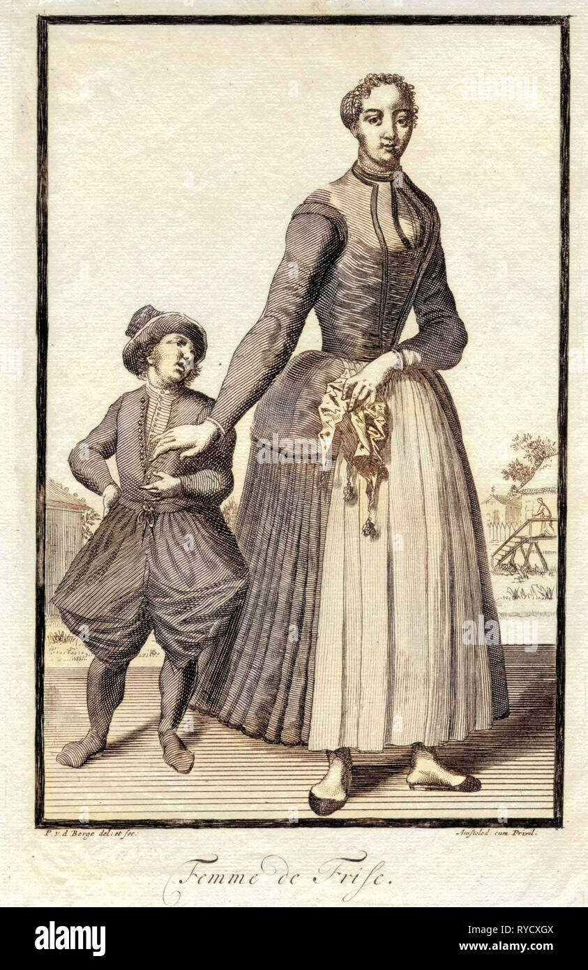 Woman from Friesland, Pieter van den Berge, in or after 1694 - 1737 Stock Photo