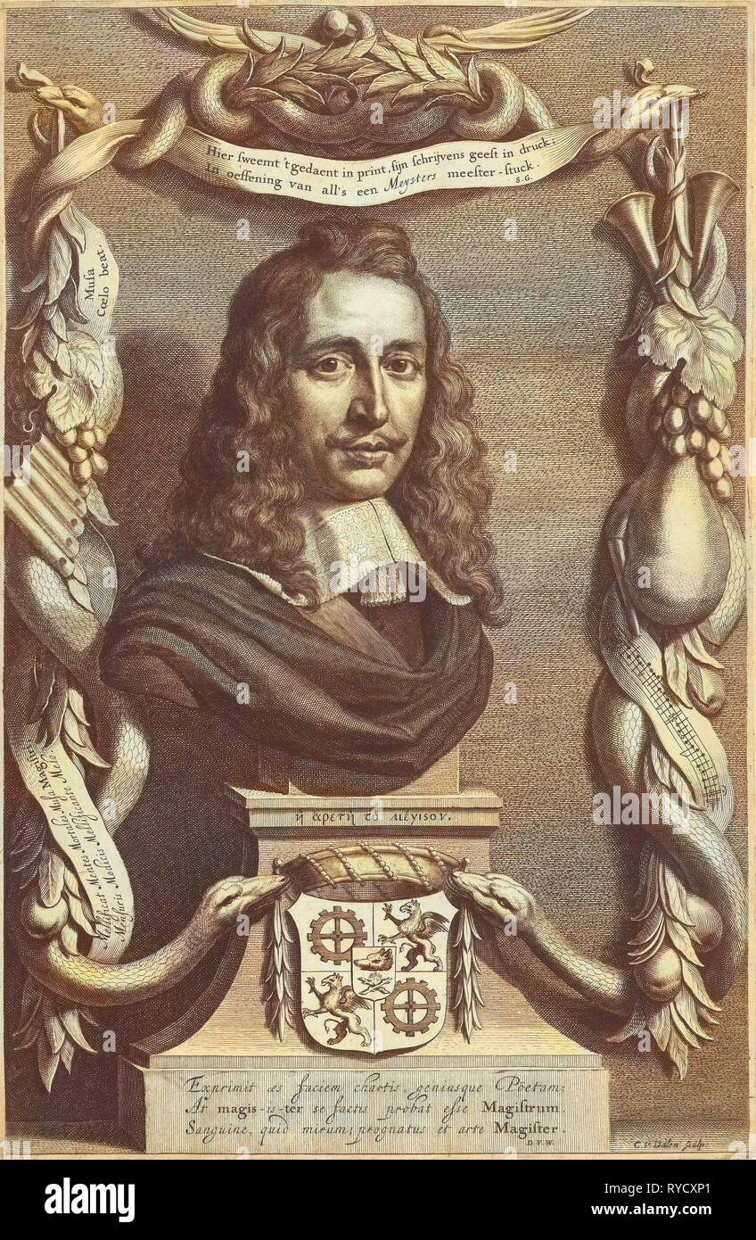 Portrait of Esquire Everard Meyster, Cornelis van Dalen II, Jacob Vennekool, 1648-1664 Stock Photo