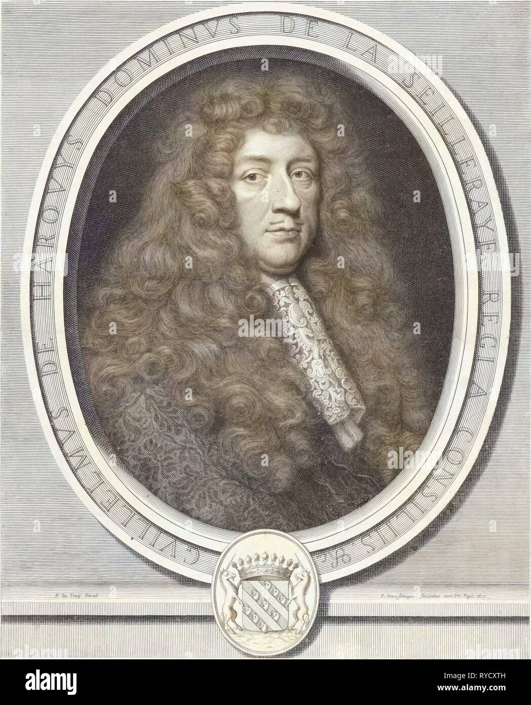 Portrait of Breton treasurer Guilaume the Harouys de la Seilleraye, Pieter van Schuppen, 1677 Stock Photo