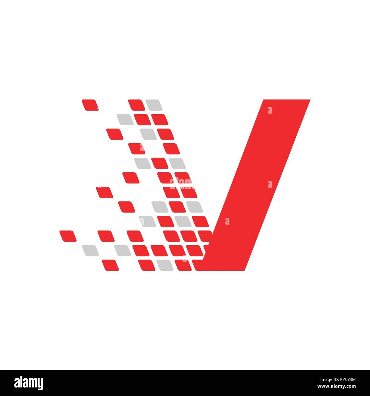 Initial V Letter Digital Data Movement Vector Symbol Graphic Logo