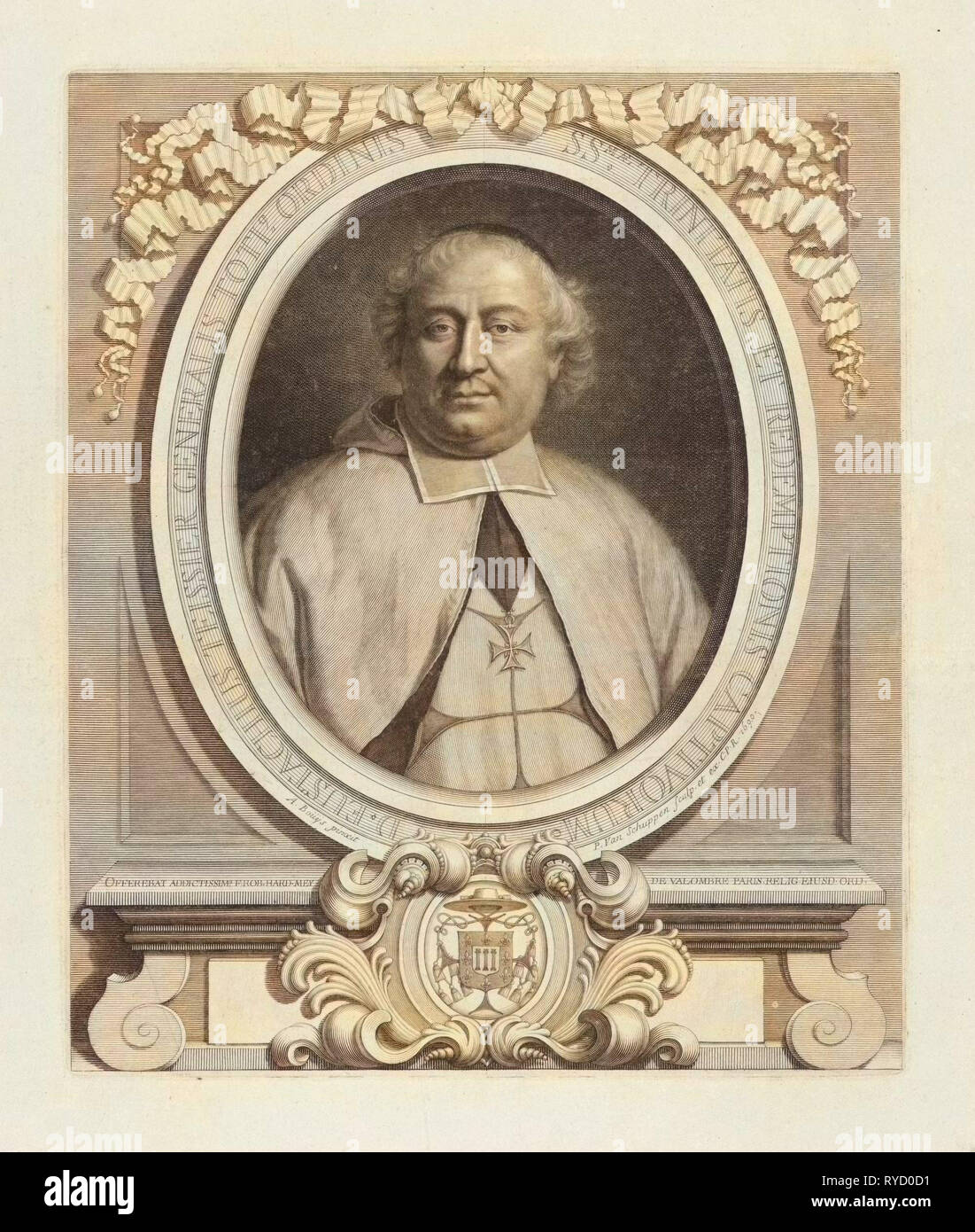Portrait of Eustache Teissier, master general of the Order of Trinitarians, Pieter van Schuppen, 1690 Stock Photo