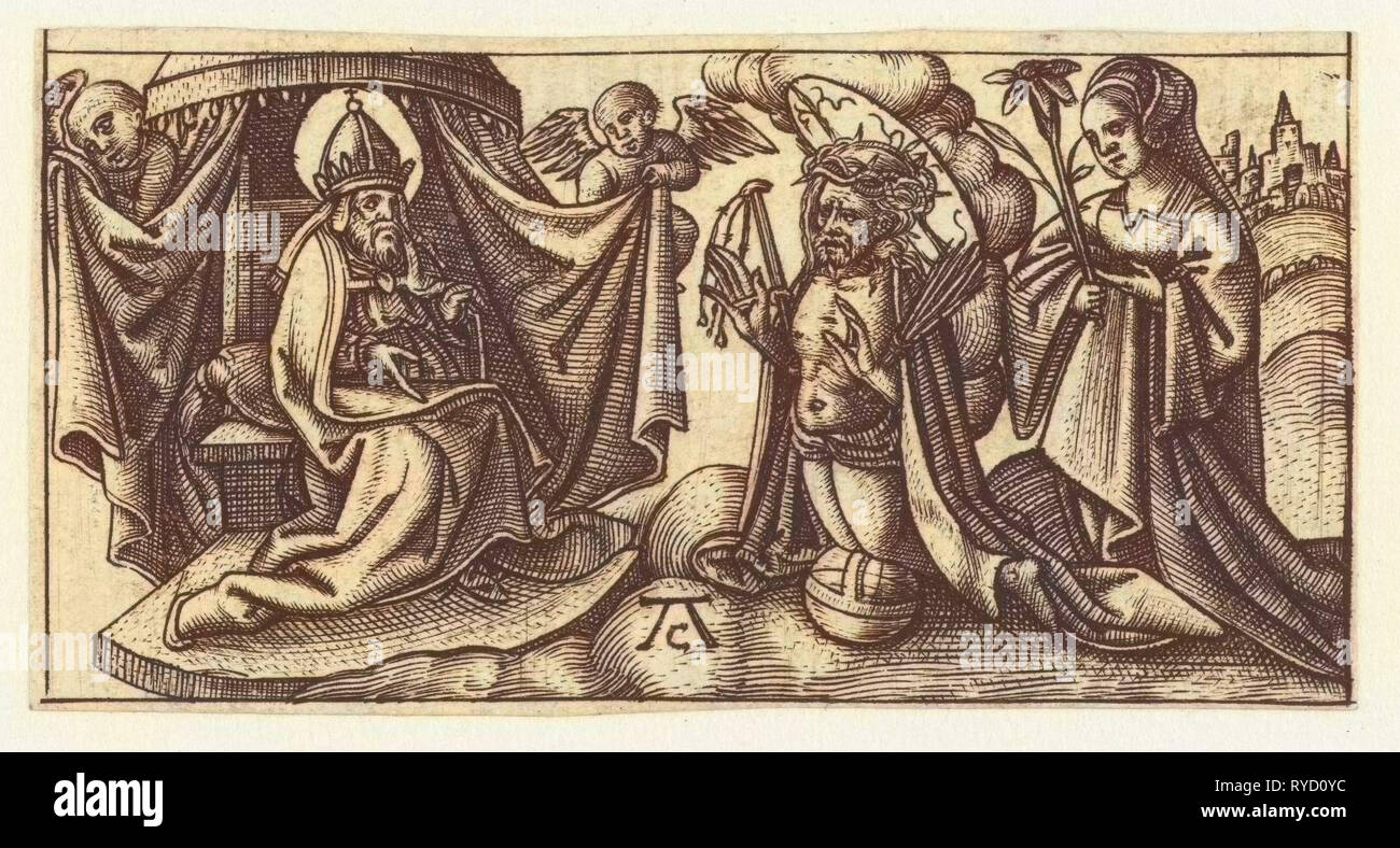 Christ before God's throne, Monogrammist AC (16e eeuw), 1520 - 1562 Stock Photo