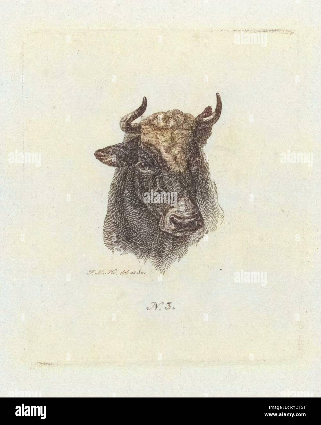 Boy with cow, Frederik Lodewijk Huygens, 1817 - 1887 Stock Photo