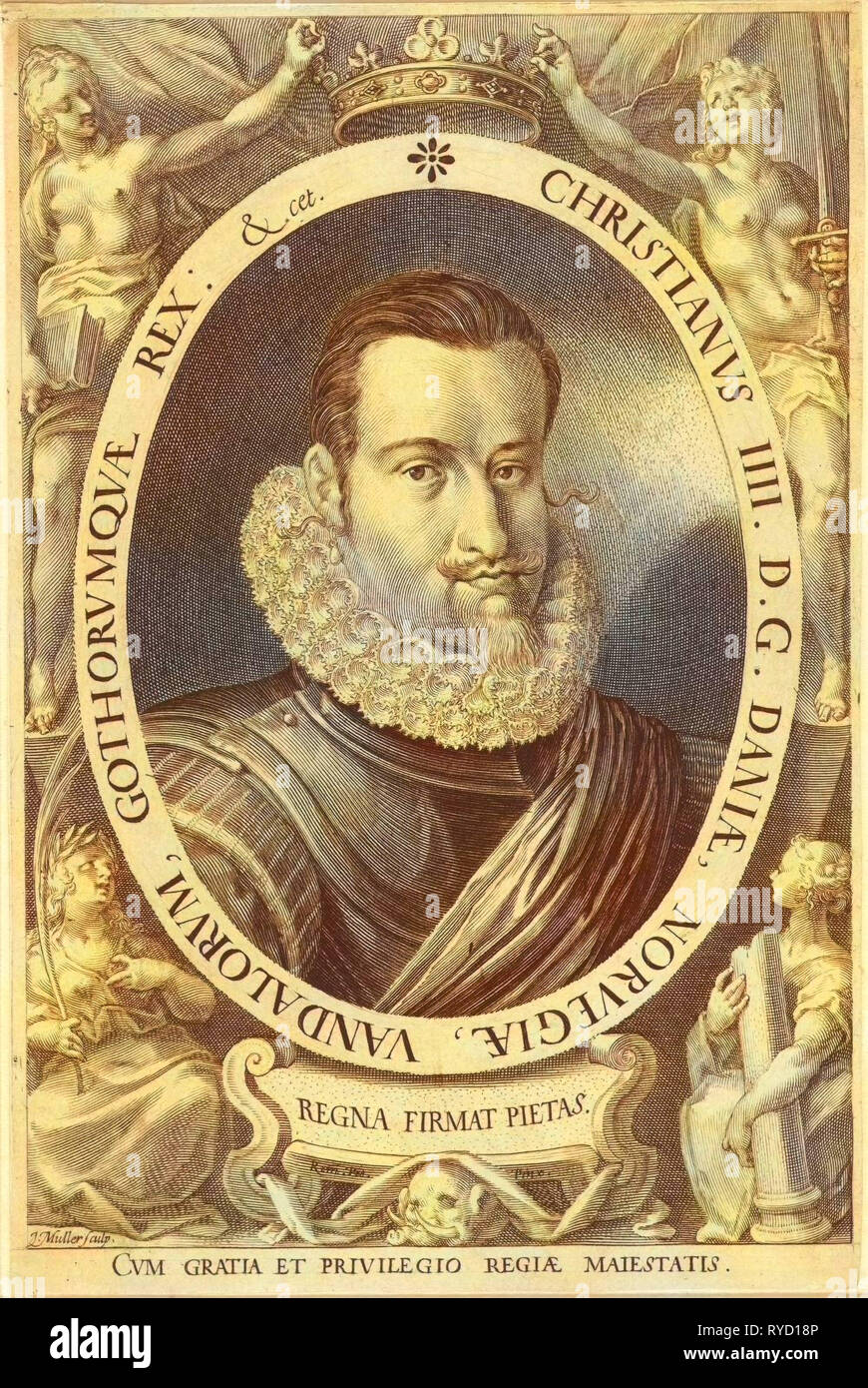 Portrait of King Christian IV of Denmark and Norway, Jan Harmensz. Muller, 1604 - 1608 Stock Photo