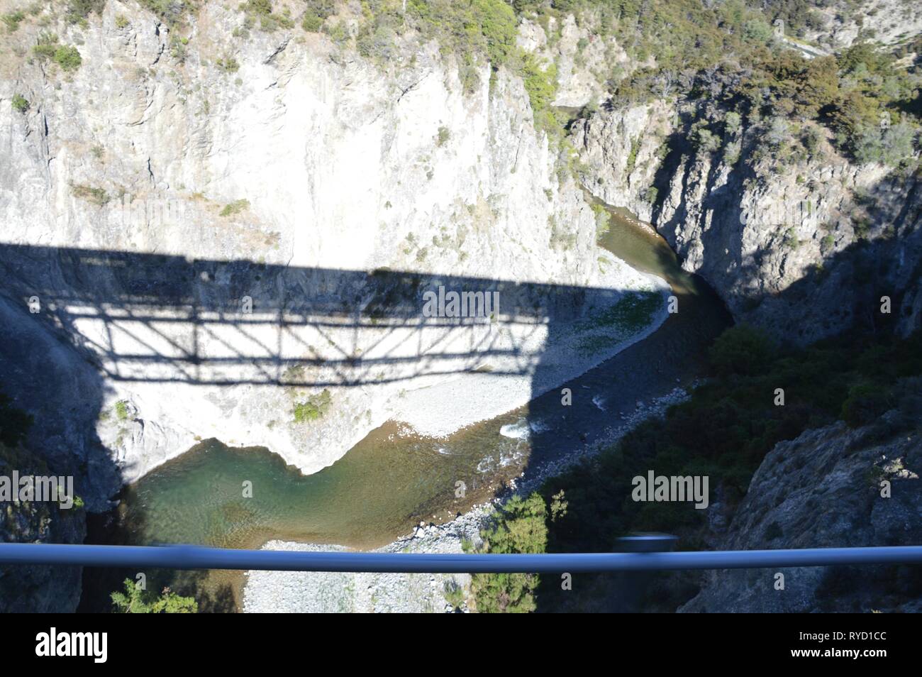 Train bridges in the New Zealand Alps seen from the Tranzalpine Stock