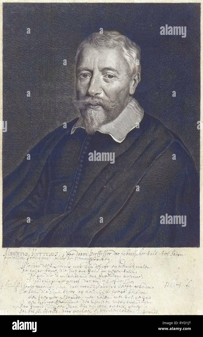 Portrait of Albertus Huttenus, Hendrik Bary, Geeraert Brandt (I), 1657 - 1707 Stock Photo
