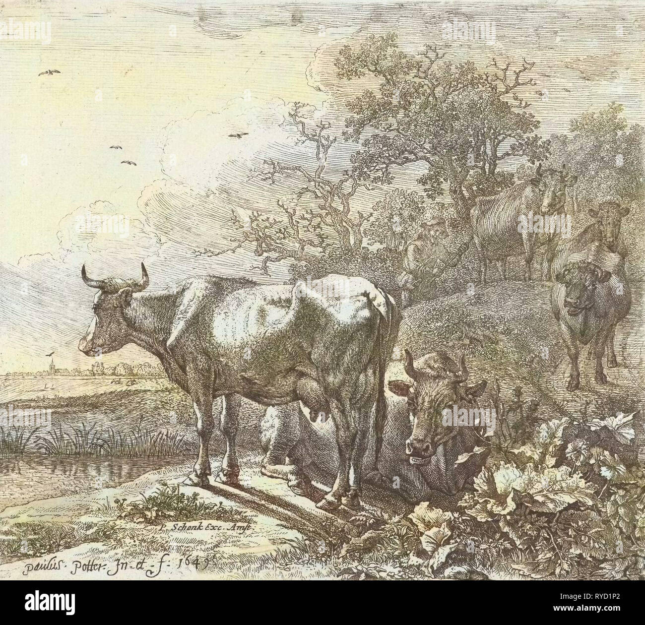 The herdsman, Paulus Potter, 1649 Stock Photo