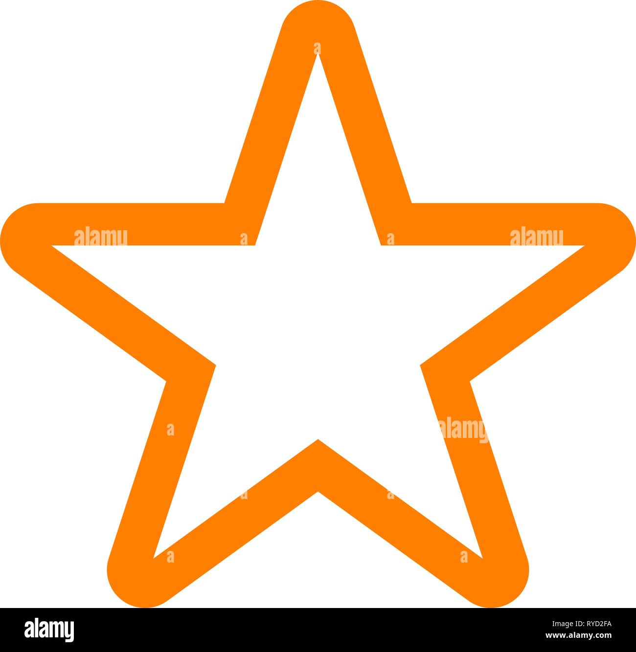 Star symbol icon - orange simple outline, 5 pointed rounded, isolated - vector illustration Stock Vector