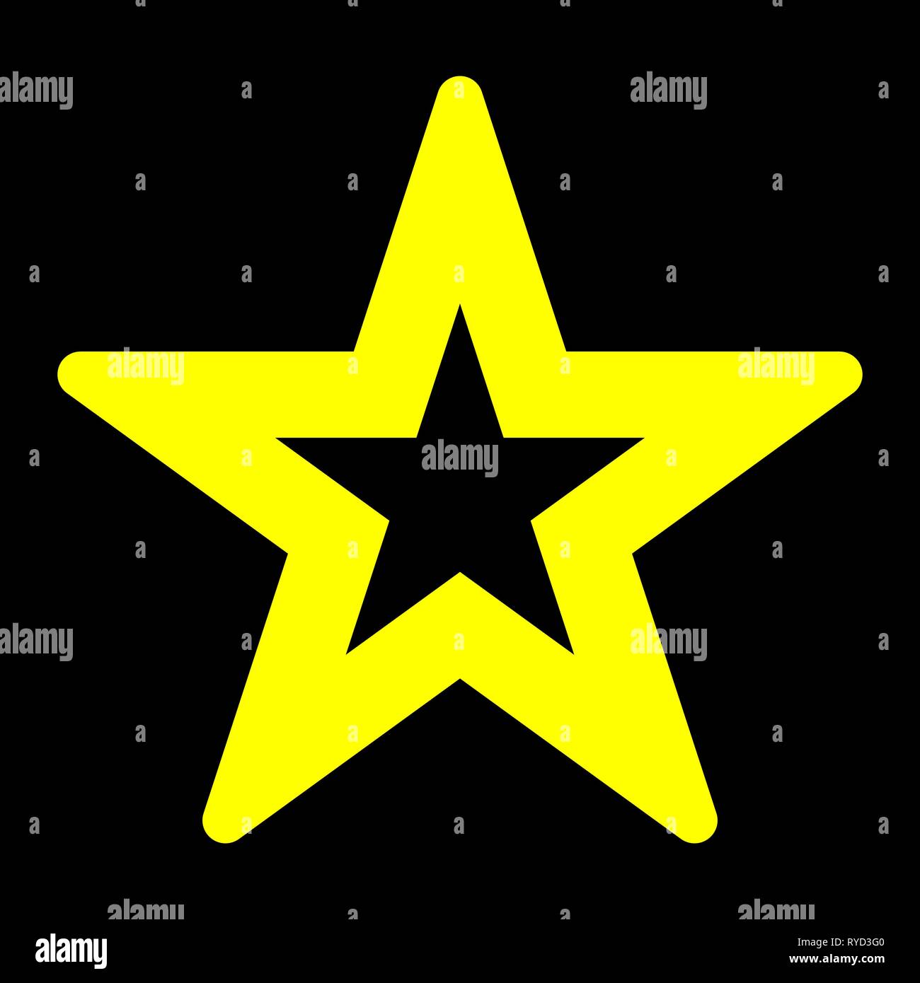 Star symbol icon - yellow simple hollow, 5 pointed rounded, isolated ...