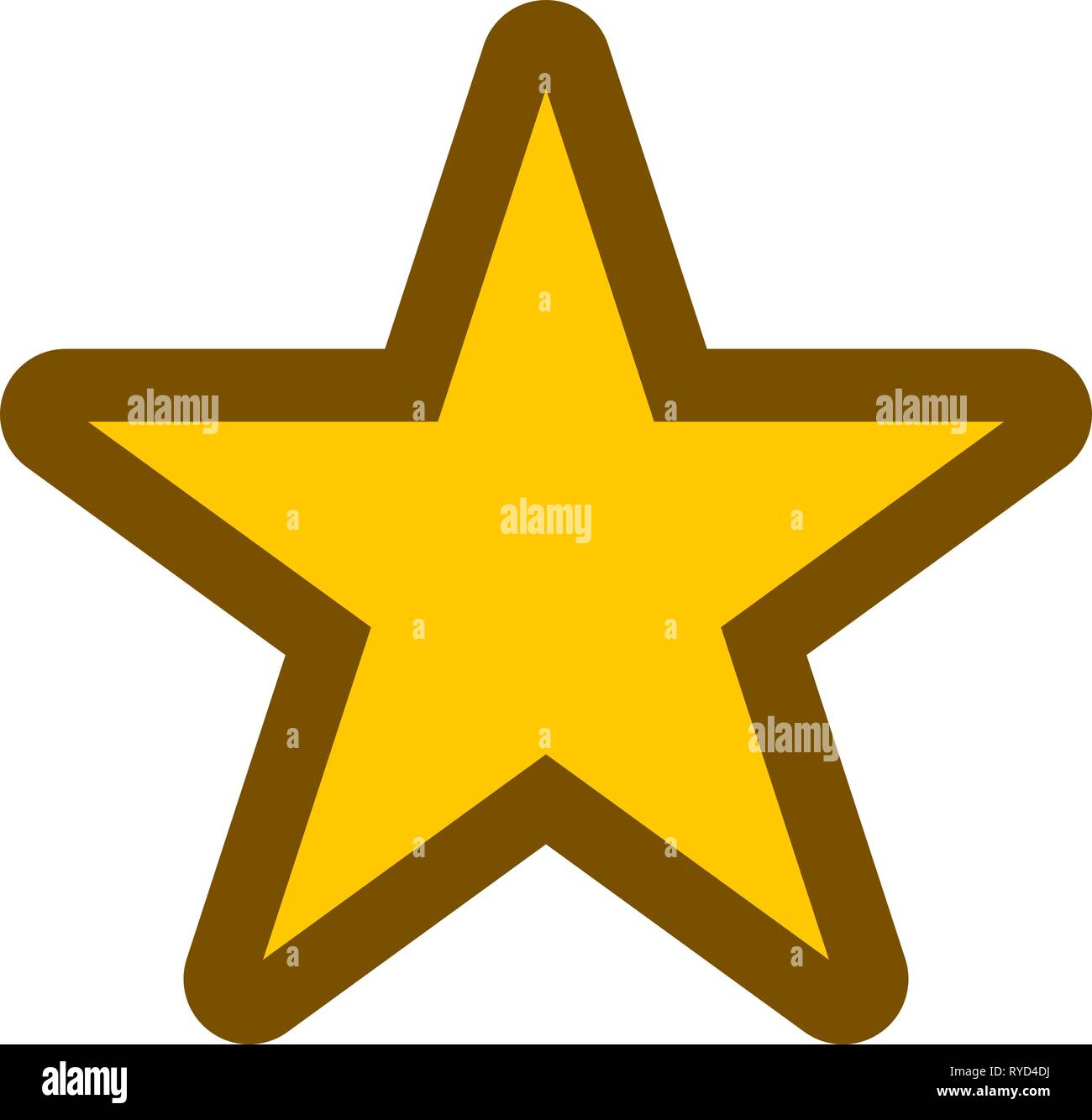 Star symbol icon - golden simple with outline, 5 pointed rounded ...