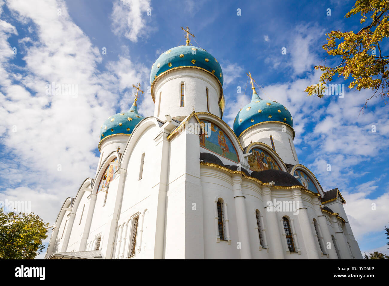 The Assumption Cathedral in The Holy Trinity Lavra of St. Sergius in Sergiev Posad, Russia. Stock Photo