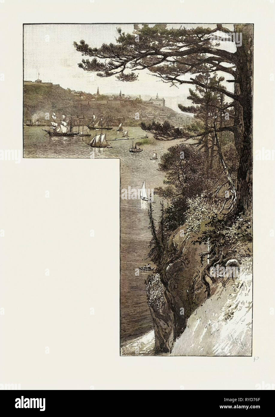 Quebec from Point Lévis, Canada, Nineteenth Century Engraving Stock ...