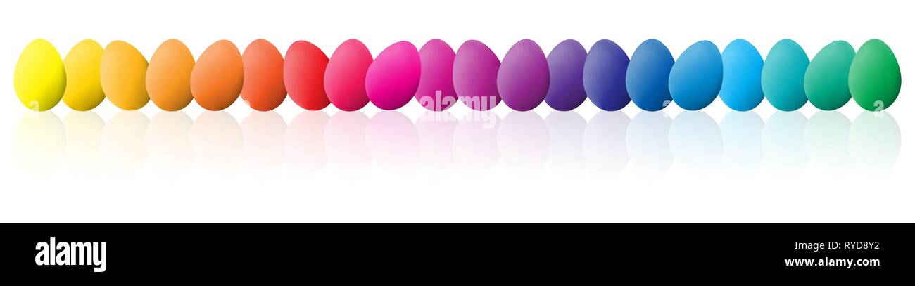Easter eggs spectrum colors. High quality easter eggs with full colorful palette. Stock Vector