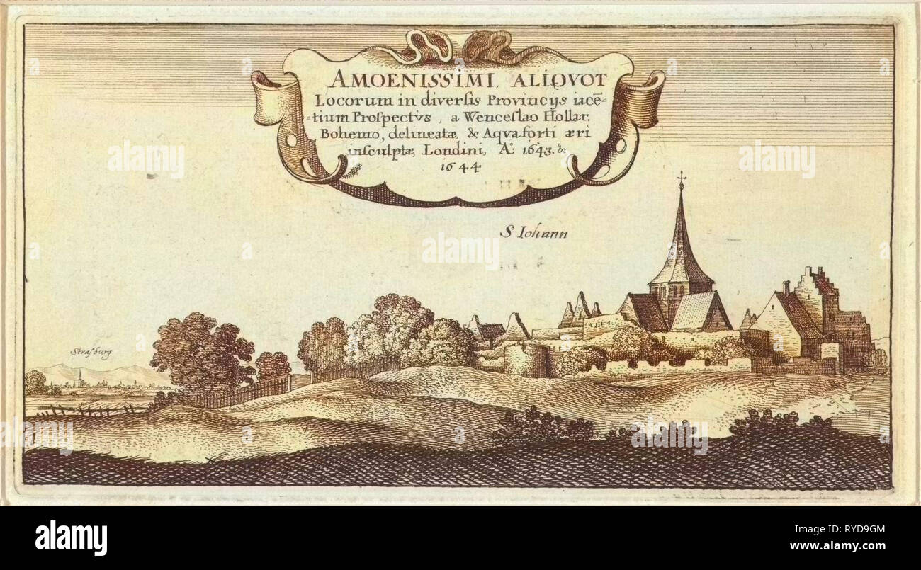 Landscape near Strasbourg France, Wenceslaus Hollar, 1643 - 1644 - Stock Image