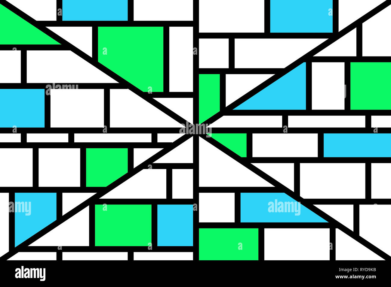 Abstract mosaic pattern grid with random colours blue and green - illustration Stock Photo