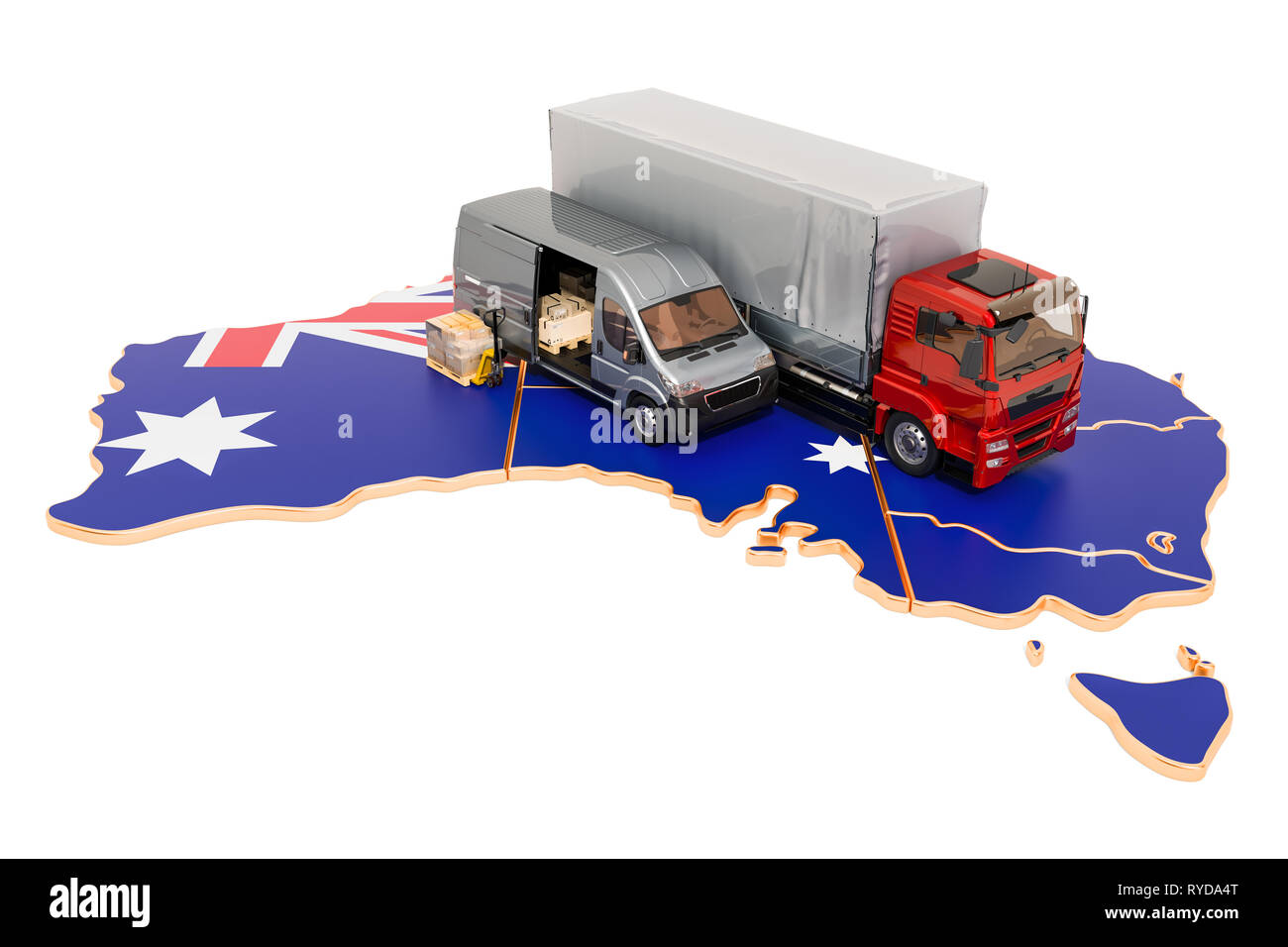 Shipping and Delivery in Australia, 3D rendering isolated on white background Stock Photo