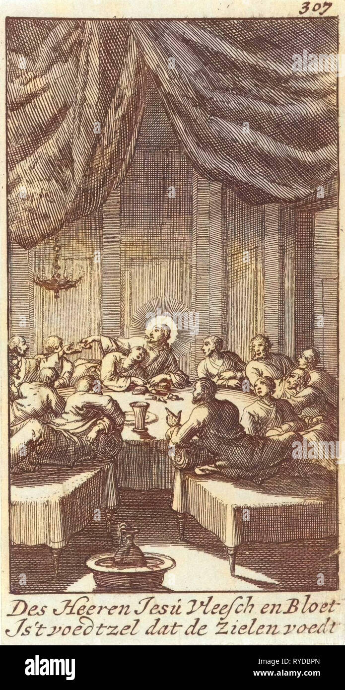 Last Supper, Jan Luyken, Jurriaen van Poolsum, 1687 Stock Photo