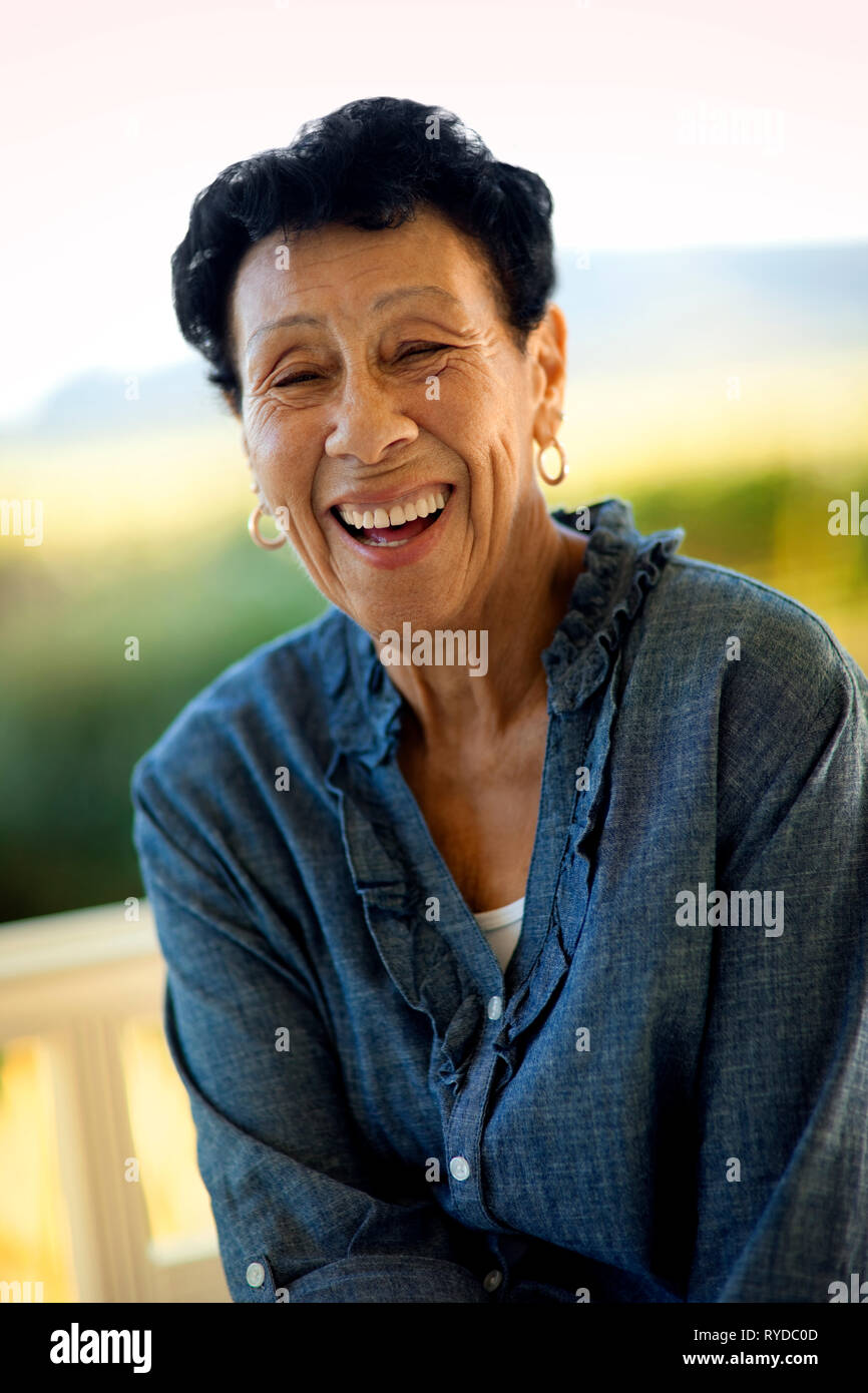 Relaxed senior asian woman hi-res stock photography and images - Alamy
