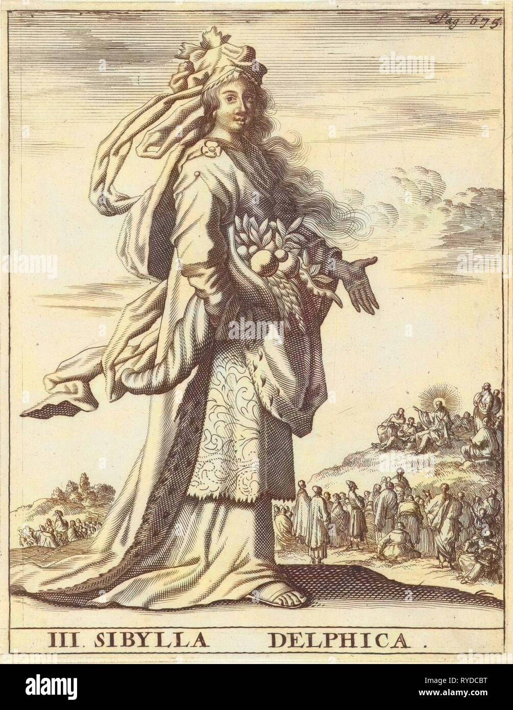 Delphic Sibyl, print maker: Jan Luyken, Timotheus ten Hoorn, 1684 Stock Photo