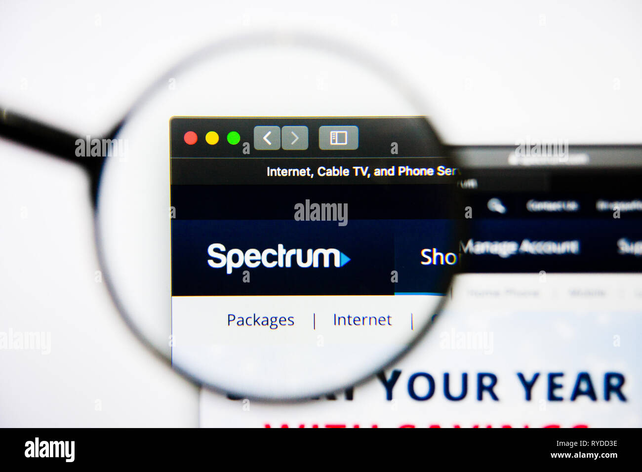 Los Angeles, California, USA - 25 January 2019: Spectrum website homepage. Spectrum logo visible on screen. Stock Photo