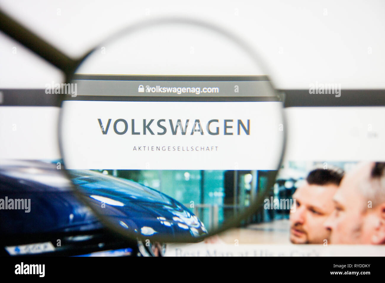 Los Angeles, California, USA - 14 February 2019: Volkswagen Group website homepage. Volkswagen Group logo visible on screen. Stock Photo