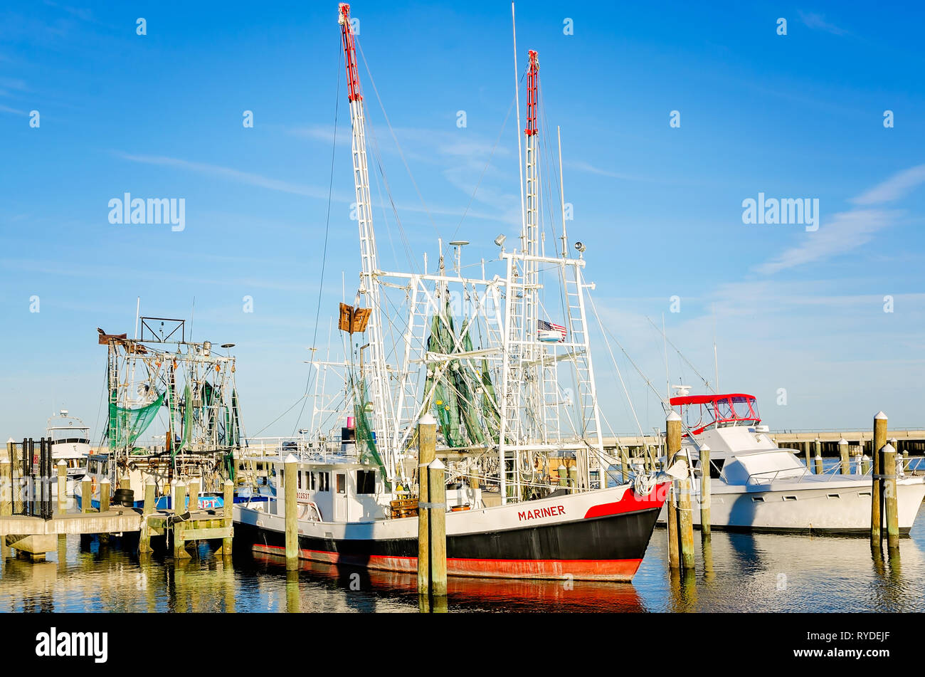 Shrimp boats are docked in Pass Christian Harbor, Feb. 24, 2019, in Pass Christian, Mississippi