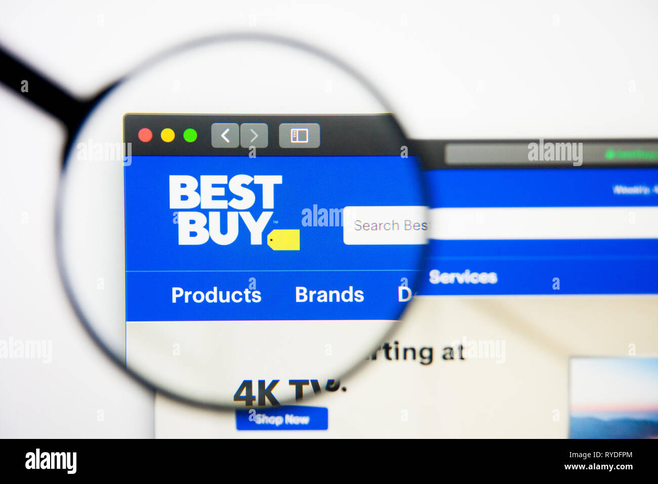 Los Angeles, California, USA - 5 March 2019: Best Buy website homepage. Best Buy logo visible on display screen, Illustrative Editorial Stock Photo