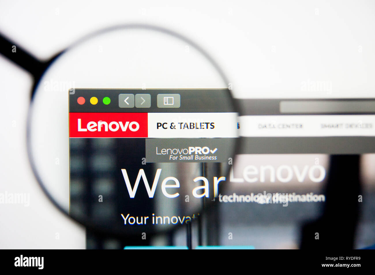Los Angeles, California, USA - 5 March 2019: Lenovo Group website homepage. Lenovo Group logo visible on display screen, Illustrative Editorial Stock Photo