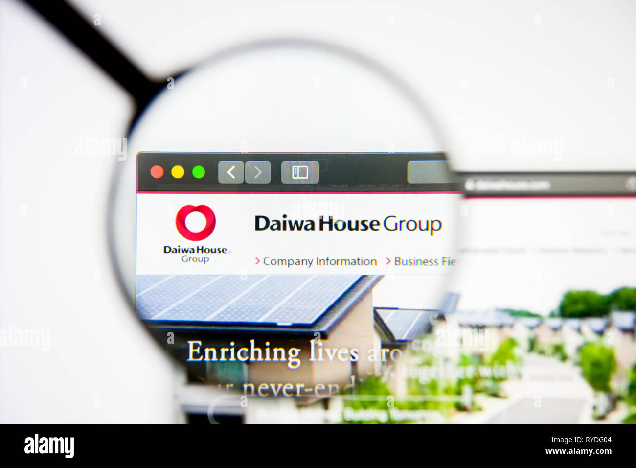Los Angeles, California, USA - 5 March 2019: Daiwa House Industry website homepage. Daiwa House Industry logo visible on display screen, Illustrative Stock Photo