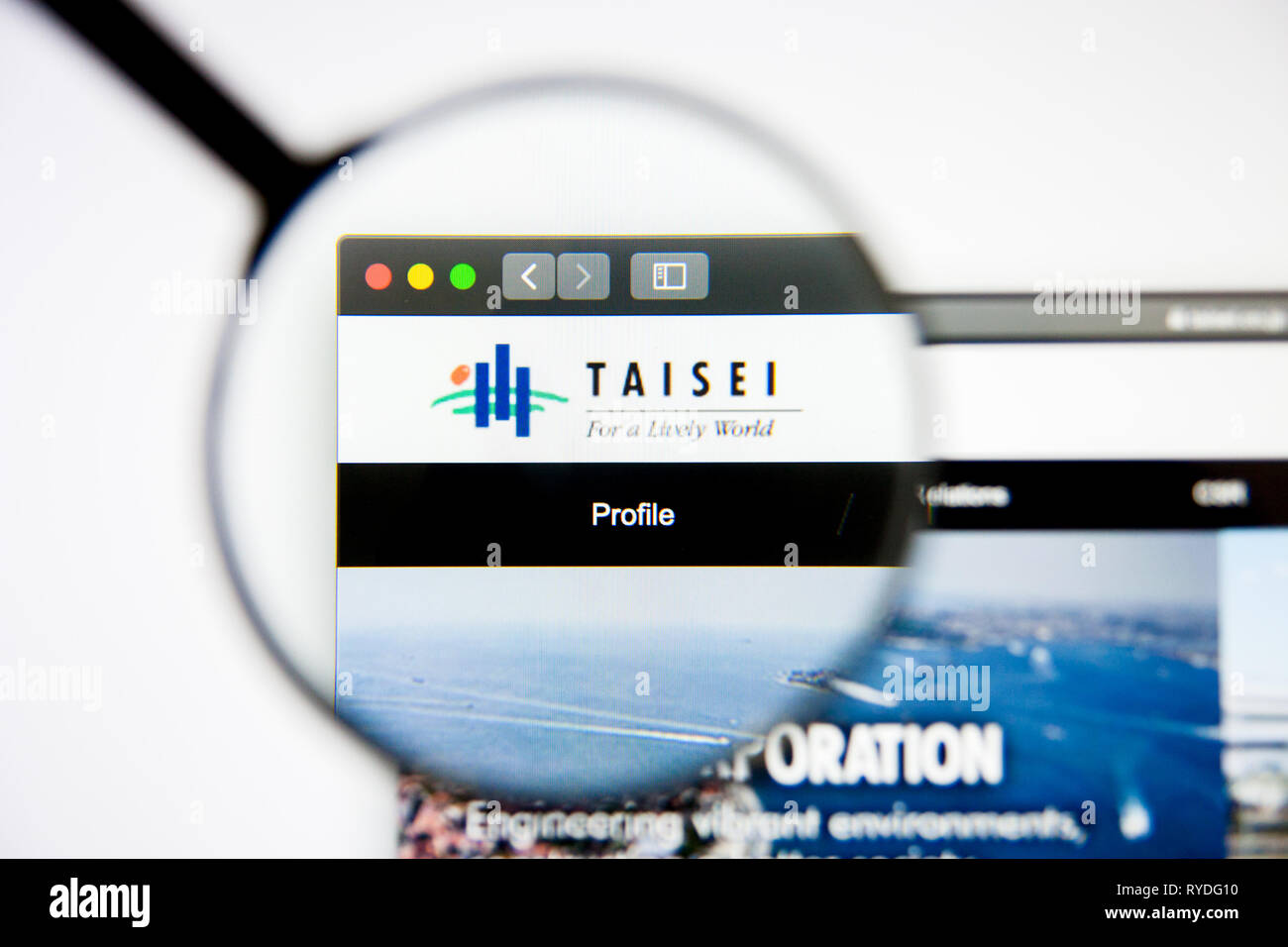 Los Angeles, California, USA - 5 March 2019: Taisei website homepage. Taisei logo visible on display screen, Illustrative Editorial Stock Photo