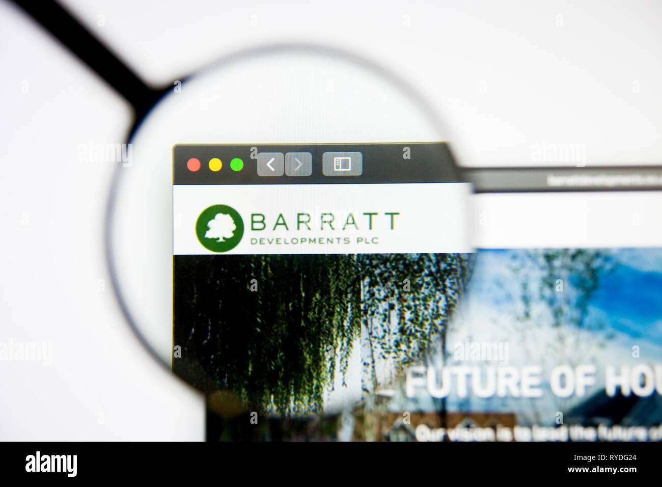 Los Angeles, California, USA - 5 March 2019: Barratt Developments website homepage. Barratt Developments logo visible on display screen, Illustrative Stock Photo