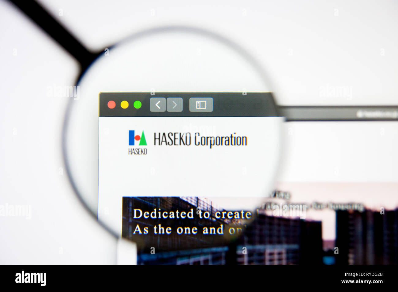 Los Angeles, California, USA - 5 March 2019: Haseko website homepage. Haseko logo visible on display screen, Illustrative Editorial Stock Photo
